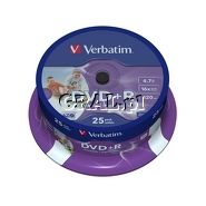 DVD+R Verbatim 4,7GB Cake 25 szt. Printable (biae do nadruku)  przedstawia grafika.