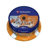 DVD-R Verbatim 4,7GB Cake 25 szt. Printable (biae do nadruku)  przedstawia grafika.