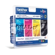 Wklad drukujacy Brother LC1100VALBP Value Pack (czarny, zolty, czerwony, niebieski) przedstawia grafika.