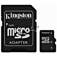 Micro Secure Digital SDHC 8GB Kingston Class 4 przedstawia grafika.