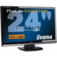 �Iiyama 24" LCD ProLite E2407HDS-B1 (2ms, HDMI, DVI, FullHD, czarny) przedstawia grafika.