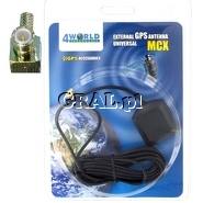 �4World Antena GPS uniwerslana MCX przedstawia grafika.