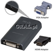 Przejsciówka/adapter i-Tec USB 2.0 Full HD TRIO  (DVI-I/VGA/HDMI) przedstawia grafika.