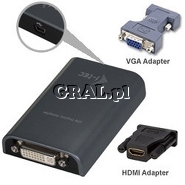 Przejsciwka/adapter i-Tec USB 2.0 Full HD TRIO  (DVI-I/VGA/HDMI) przedstawia grafika.