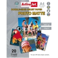 Papier Fotograficzny do drukarek atramentowych ActiveJet AP4-180M20 Mat (20Ark/180G/A4) przedstawia grafika.