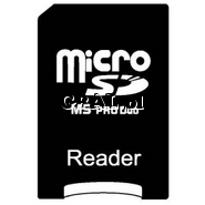 Pretec adapter z MicroSD / MicroSDHC na Memory Stick PRO DUO przedstawia grafika.