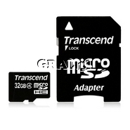 Micro Secure Digital SDHC 32GB Transcend Class 4 przedstawia grafika.