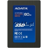 �ADATA 60GB SSD, 2.5", SATA/600 550MB/s, 510MB/s S510 przedstawia grafika.