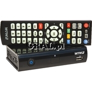 Dekoder cyfowy DVB-T PVR USB HDMI SCART Wiwa HD-80 Mini przedstawia grafika.