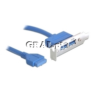 Sledz low profile do obudowy z portem 2x USB 3.0 Delock przedstawia grafika.