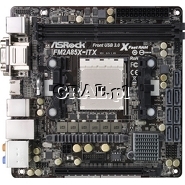 �ASRock FM2A85X-ITX, AMD A85, DDR3, SATA3, RAID, GBLAN, mini ITX, FM2 przedstawia grafika.