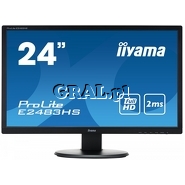 Iiyama 24" LCD ProLite E2483HS-B1 (2ms, LED, FullHD, HDMI, DVI, goniki, czarny) przedstawia grafika.