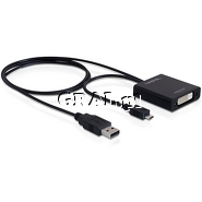 Przejsciwka/adapter MHL micro USB (meski) + USB-A (M) / DVI (enski) Delock 65337 przedstawia grafika.