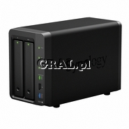Synology DS214+ NAS (Bez HDD, 2xUSB 3.0, 2xUSB 2.0, 2xRJ45, 1x eSATA, 2x SATA) przedstawia grafika.