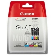 Tusz Canon CLI-551 MultiPack C/M/Y/BK przedstawia grafika.