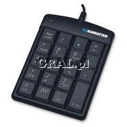Klawiatura numeryczna Manhattan Ultra Slim USB czarna przedstawia grafika.