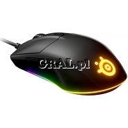 Mysz SteelSeries Rival 3 (optyczna, czarna) przedstawia grafika.
