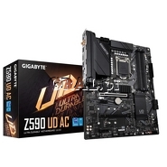 Gigabyte Z590 UD AC, Intel Z590, DP, DDR4, SATA3, 3xM2, WiFi-AC, BT, RAID, ATX, LGA1200-G11 przedstawia grafika.