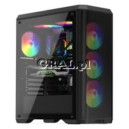 SilentiumPC Ventum VT4V Evo TG ARGB Black (bez zasilacza, szko hartowane) przedstawia grafika.