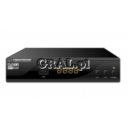 Dekoder cyfowy Esperanza EV105R DVB-T2 H.265 HEVC PVR USB HDMI Scart Full HD przedstawia grafika.