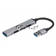 Hub USB-A  4-porty 1xUSB 3.0, 3xUSB 2.0 (bez zasilacza, aluminium) przedstawia grafika.
